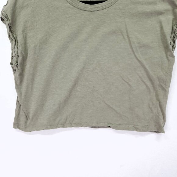 Free People Boxy Tee Small You Rock Relaxed Boho Casual Cropped Green - Picture 12 of 13